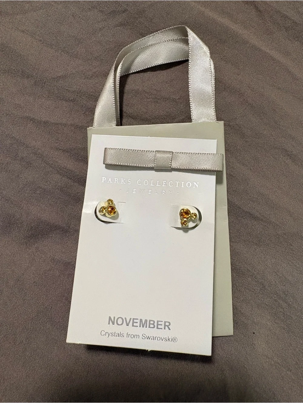 Disney Parks Collection November Birthstone Mickey Crystal Stud Earrings - Gold